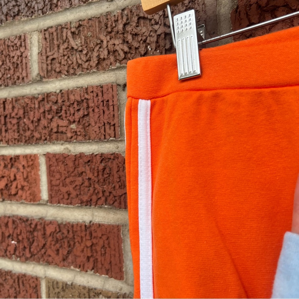 Athletic Orange and White Side Striped Capri Athletic 90s Pants - Picture 2 of 3